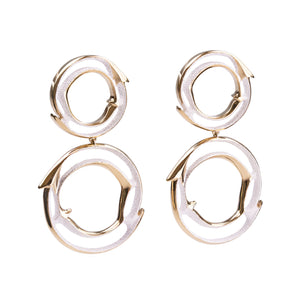 Double Halo Recycled Silver Earrings with 9ct Gold