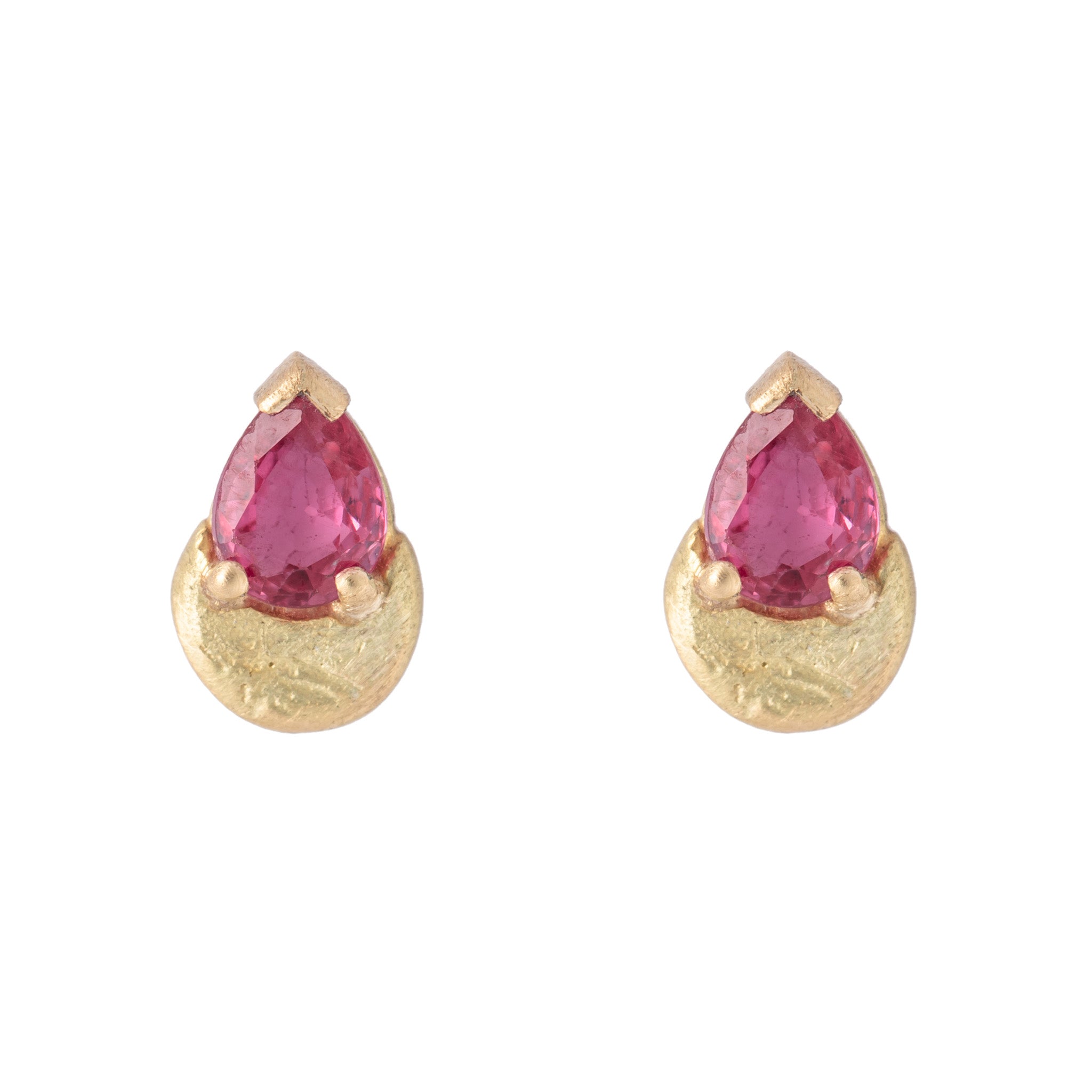Arc Studs in 18ct Yellow Gold set with Red Rubies