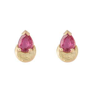 Arc Studs in 18ct Yellow Gold set with Red Rubies