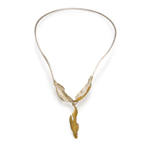 Earth and Fire Torque Necklace, Gold-Plated Silver