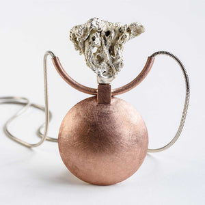 Perfume Flacon Necklace in Copper and Plated Metals