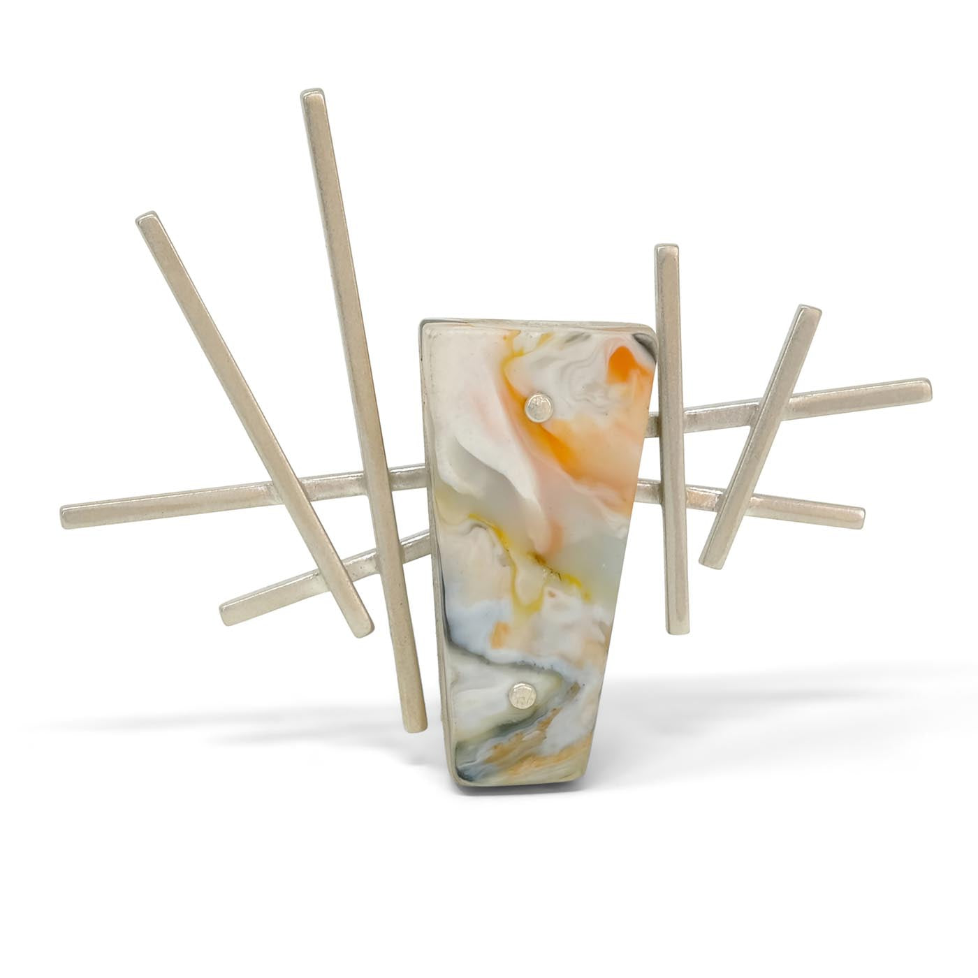 Legacy Brooch in Recycled Marbled Plastic & Silver