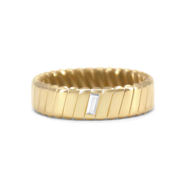 Diagonal Groove Men’s Engagement Ring with Diamond