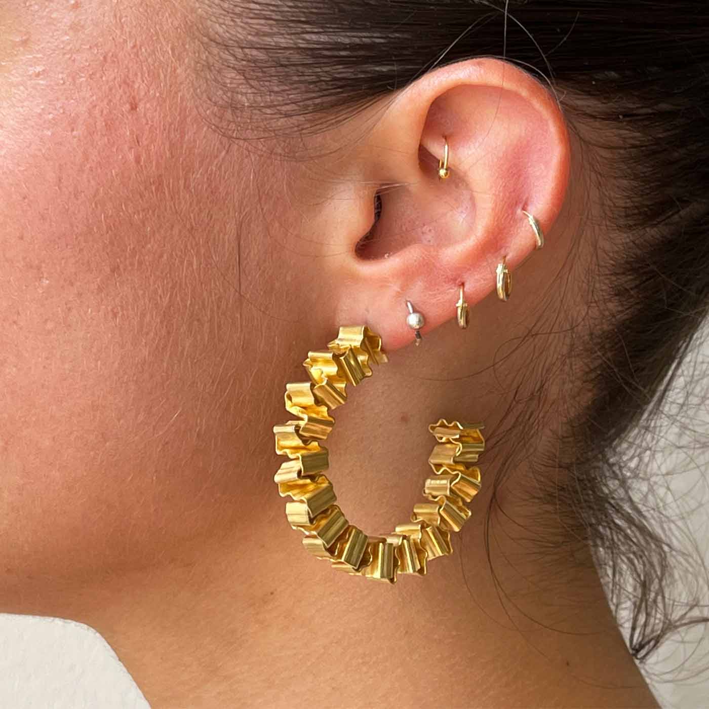 XYZ Hoop Earrings in Hand-Folding Britannia Silver