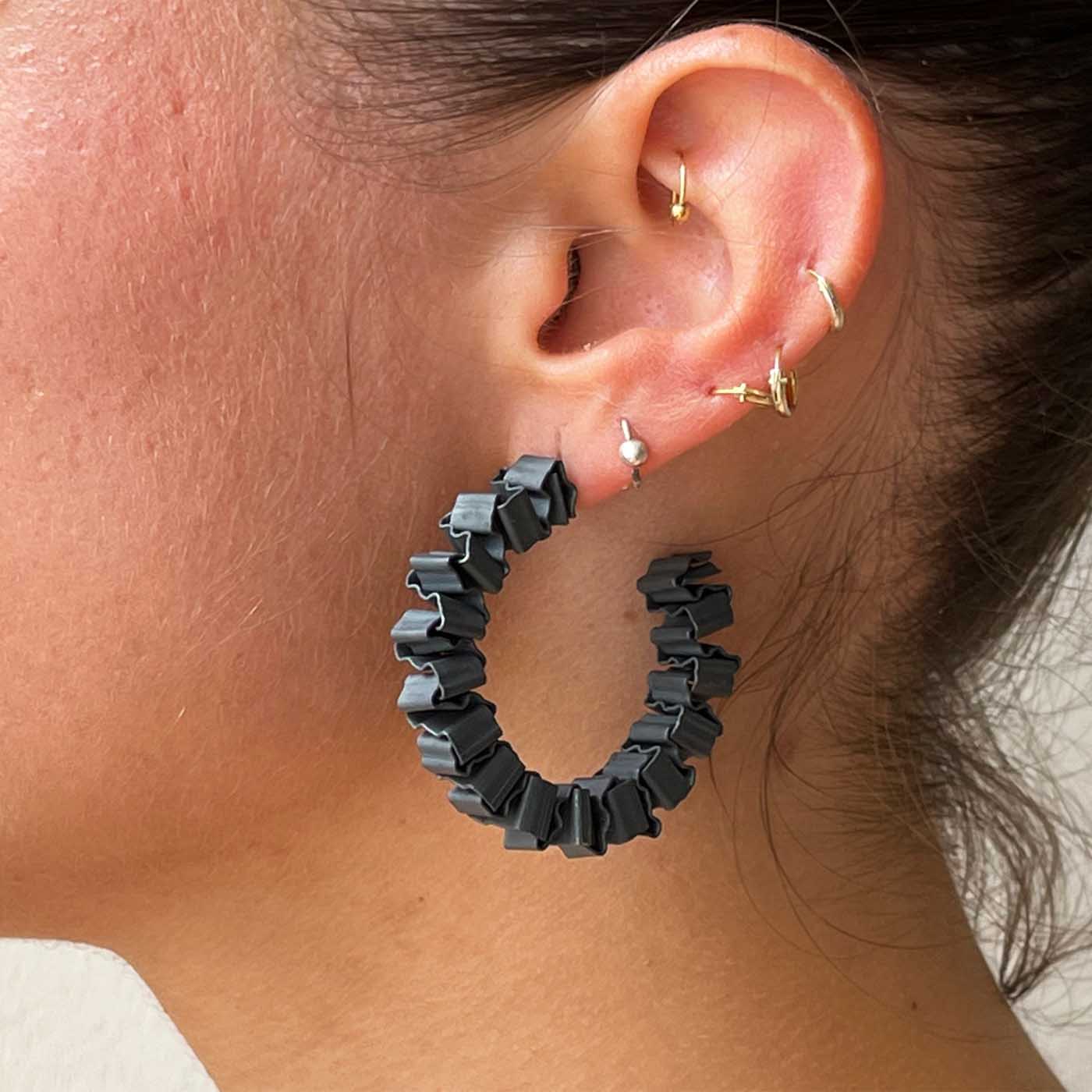 XYZ Hoop Earrings in Hand-Folding Britannia Silver