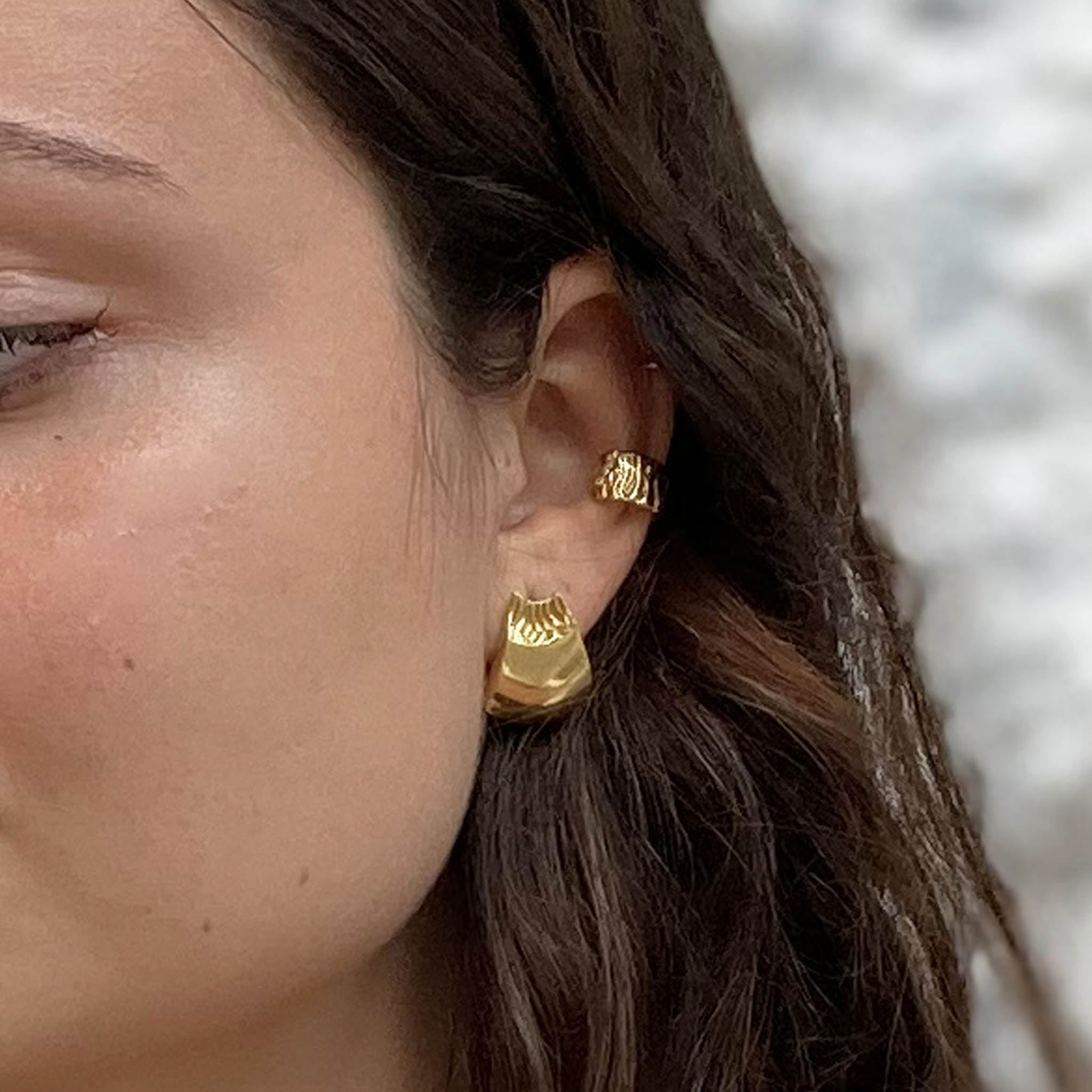 Slice Ear Studs in 18ct Yellow Gold-Plated Bronze