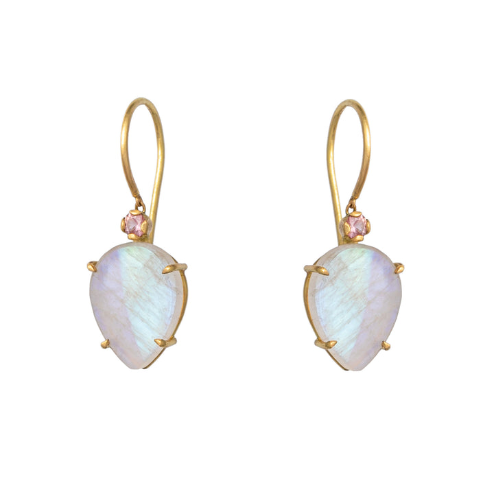 18ct Gold, Moonstones and Sapphire Selene Earrings