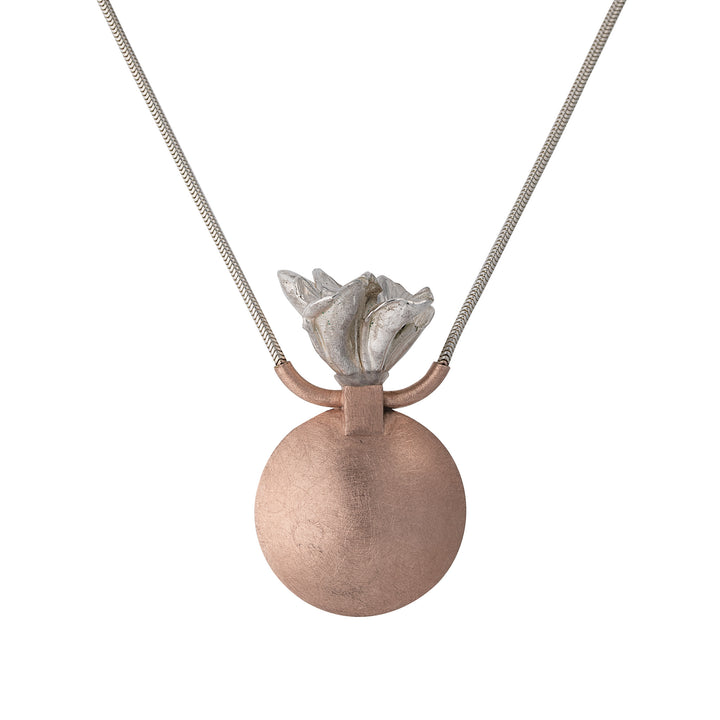 Copper Bottle Pendant with Silver and Plated Brass