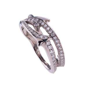 Double Band 18ct Recycled White Gold Diamond Ring