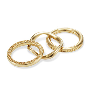 Gold-Plated Recycled Bronze Stacking Ring Trilogy