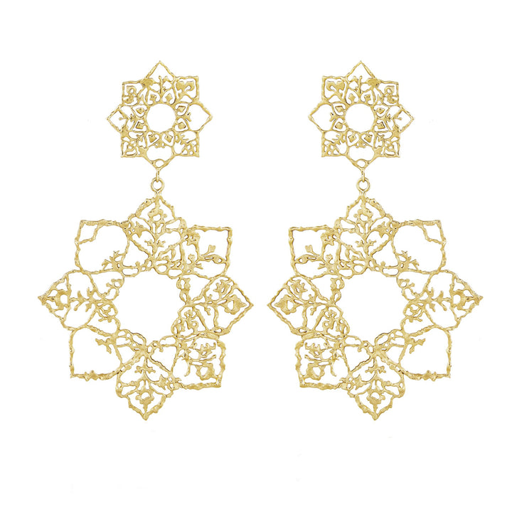 Two Blooms 9ct Recycled Gold Drop Earrings