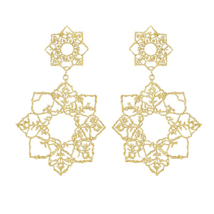 Two Blooms 9ct Recycled Gold Drop Earrings