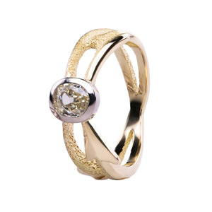 Yellow and White Gold Ring with Old Cut Diamond