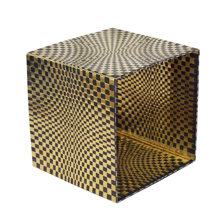 Illusion Cube in Woven Brass & Oxidised Copper