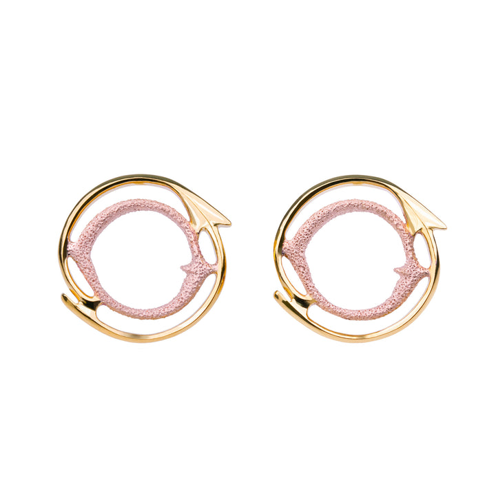 Recycled Sunset Silver and Gold-Plate Ear Studs