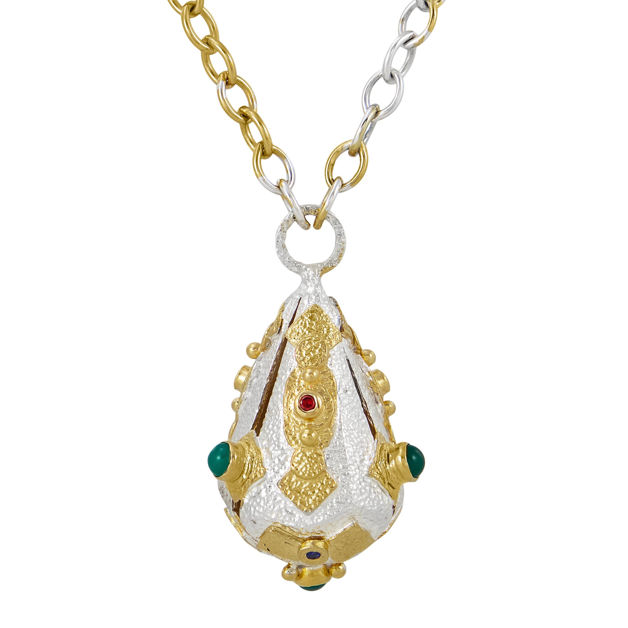 Geo Lantern Silver and Gold Vermeil Necklace