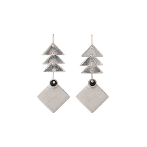 Textured Silver and Glass Beads Kala Earrings