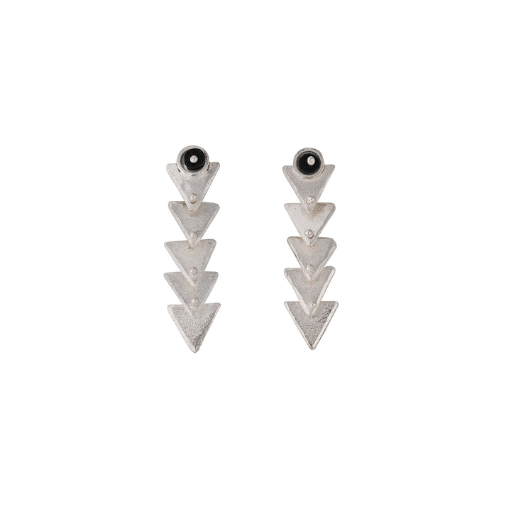 Long Kala Earrings in Silver with a Glass Bead