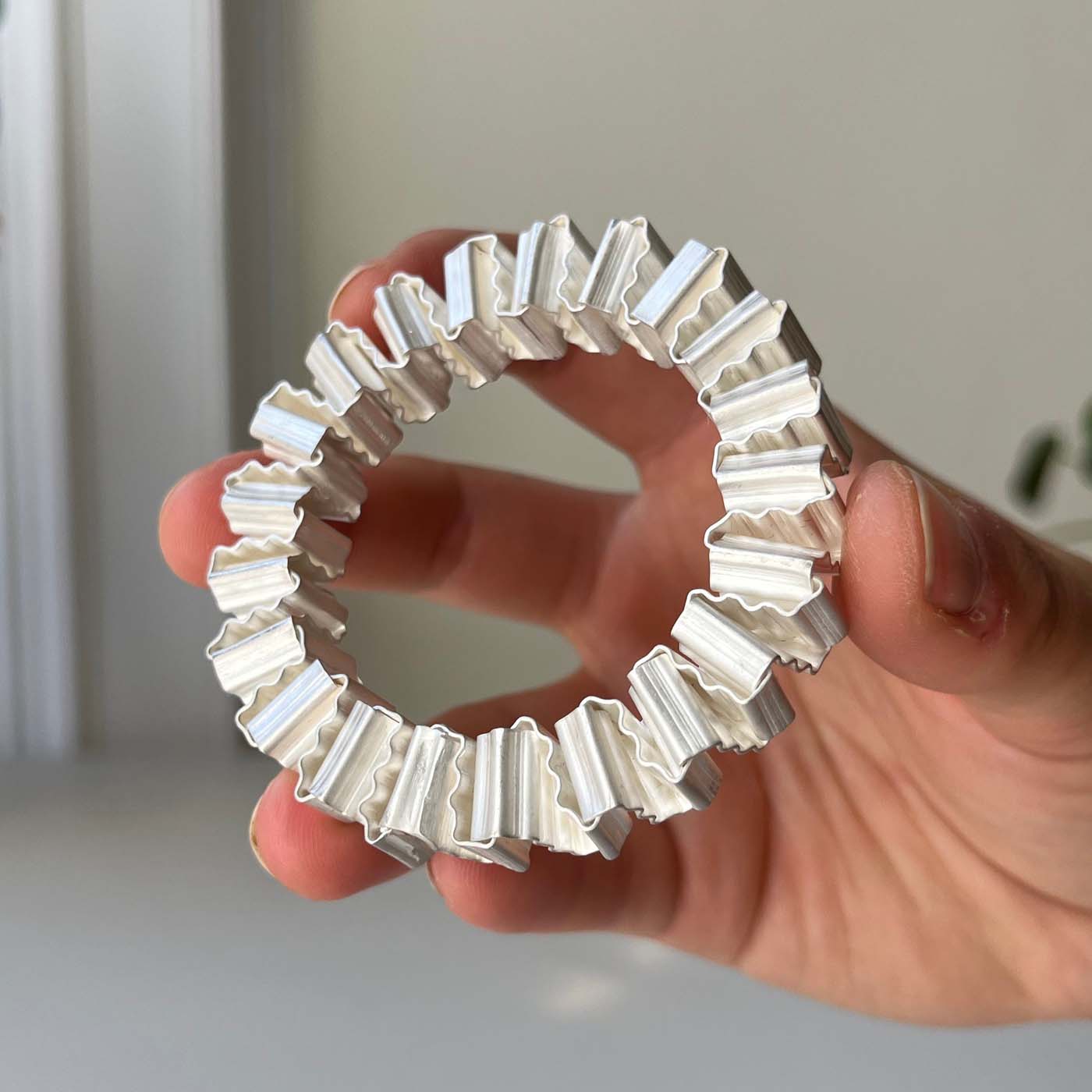 Corrugated Napkin Rings in Britannia Silver