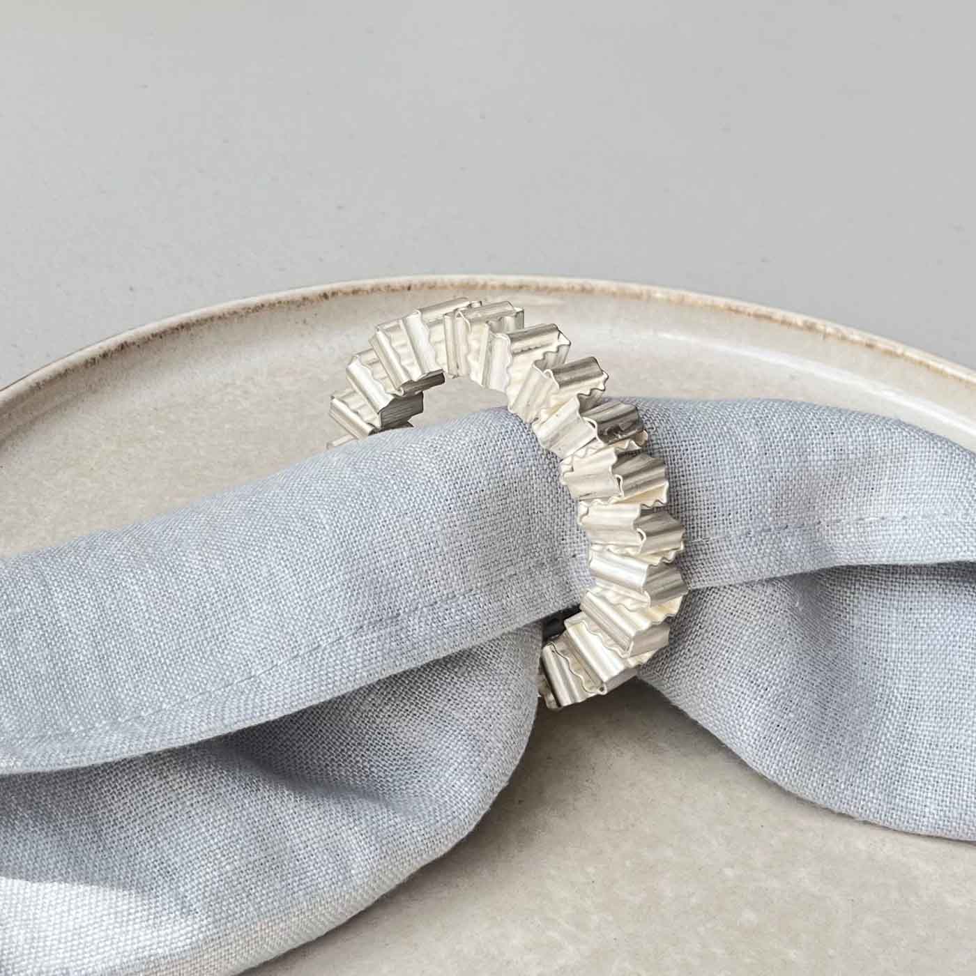 Corrugated Napkin Rings in Britannia Silver