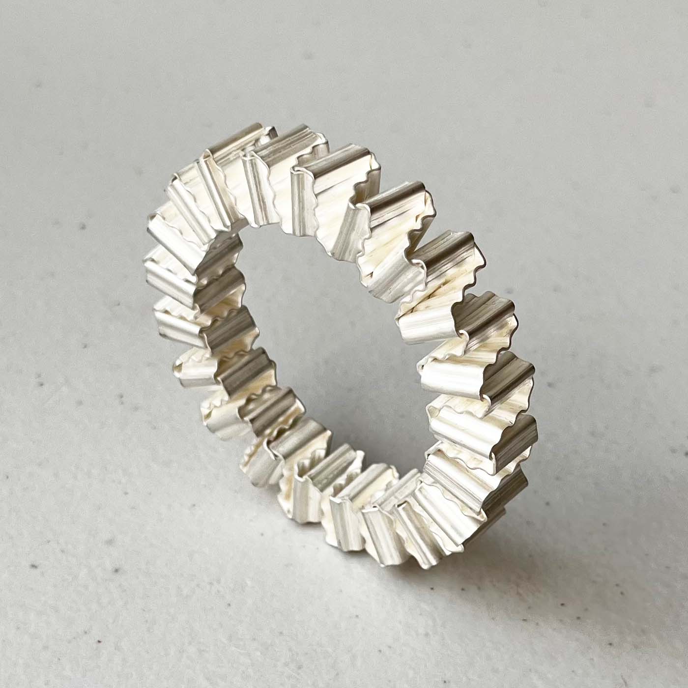 Corrugated Napkin Rings in Britannia Silver