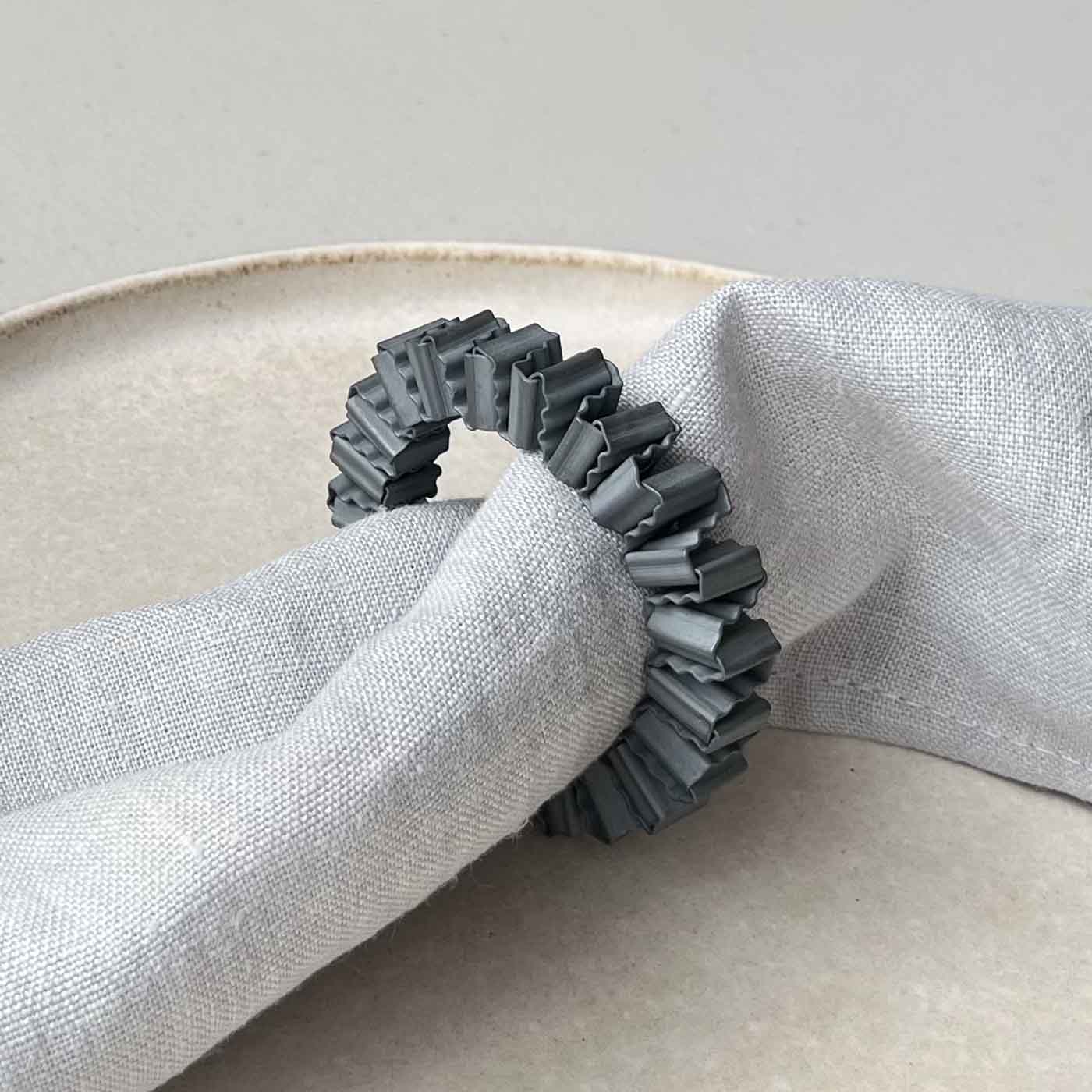 Corrugated Napkin Rings in Britannia Silver