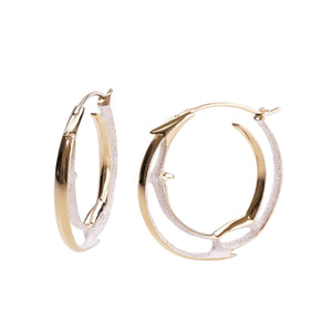 Medium Hoop Earrings in Recycled Silver with Gold