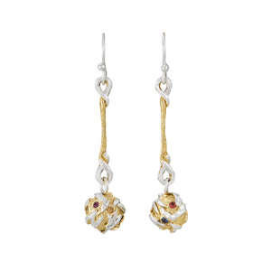 Globo Silver, Gold Vermeil and Sapphire Earrings