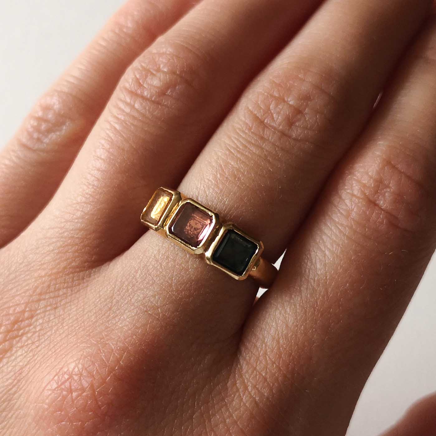 Golden Futures Ring in Gold with Three Set Stones