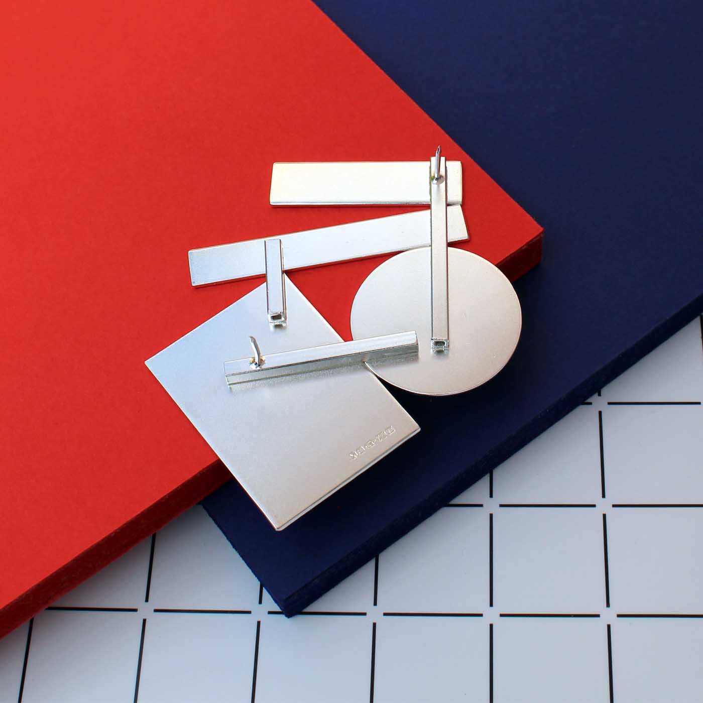 Shape Stack Brooch in Sterling Silver