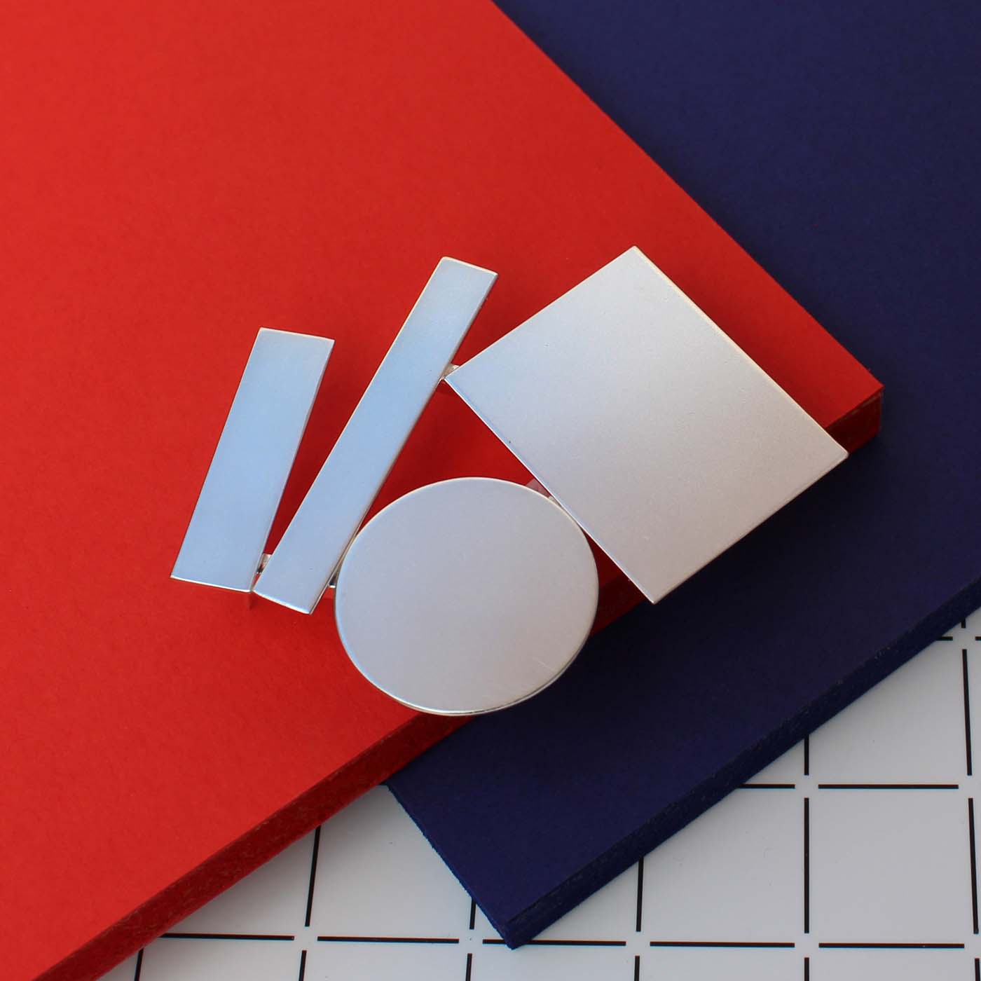 Shape Stack Brooch in Sterling Silver