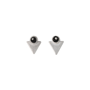 Triangle Earrings in Silver with Glass Bead