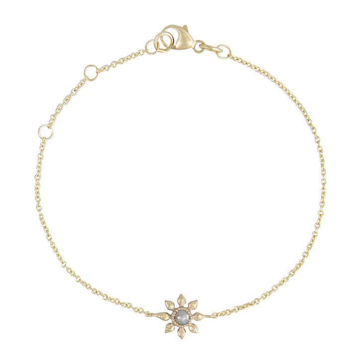 9ct Recycled Gold Rose Cut Diamond Flower Bracelet