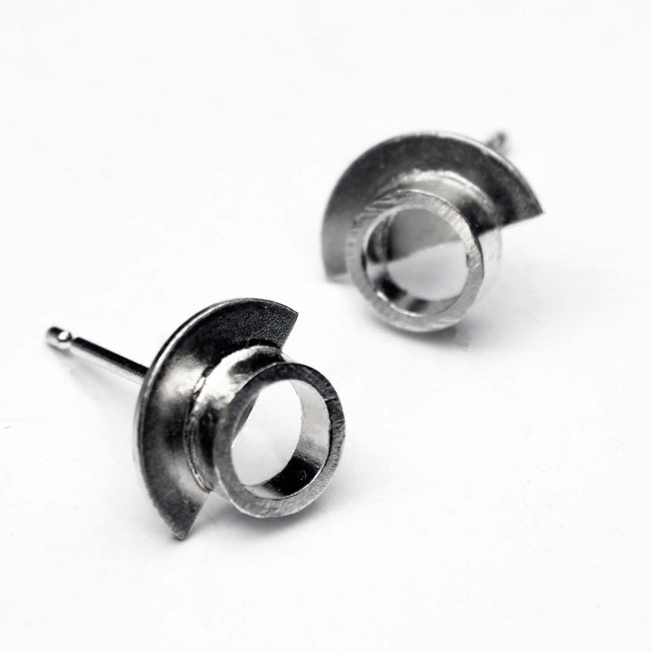 Half Circle Stud Earrings in Sterling Silver