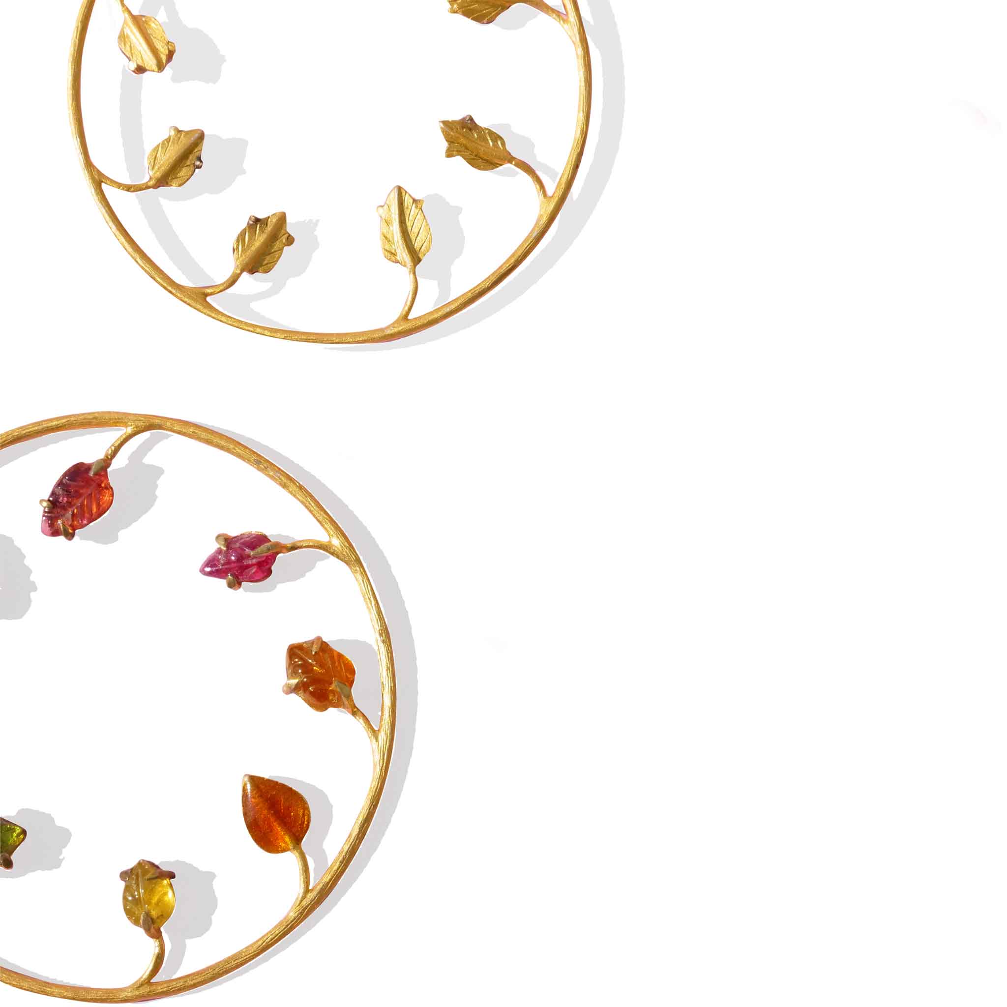 Asymmetric tourmaline hoop earrings