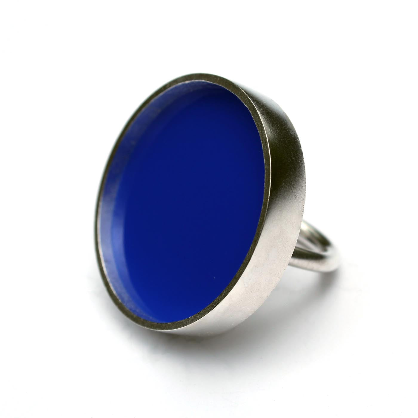 Circle Ring in Sterling Silver with Cobalt Acrylic