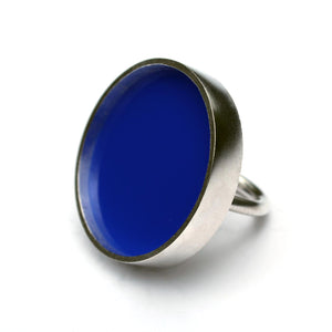 Circle Ring in Sterling Silver with Cobalt Acrylic