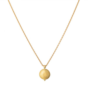 18ct Yellow Gold Textured Button Pendant Necklace