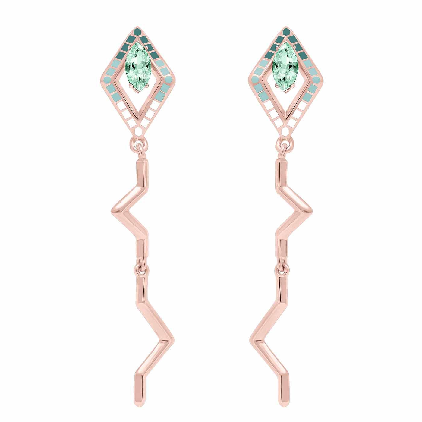 Pipa Earrings in Gold Vermeil with Green Amethysts