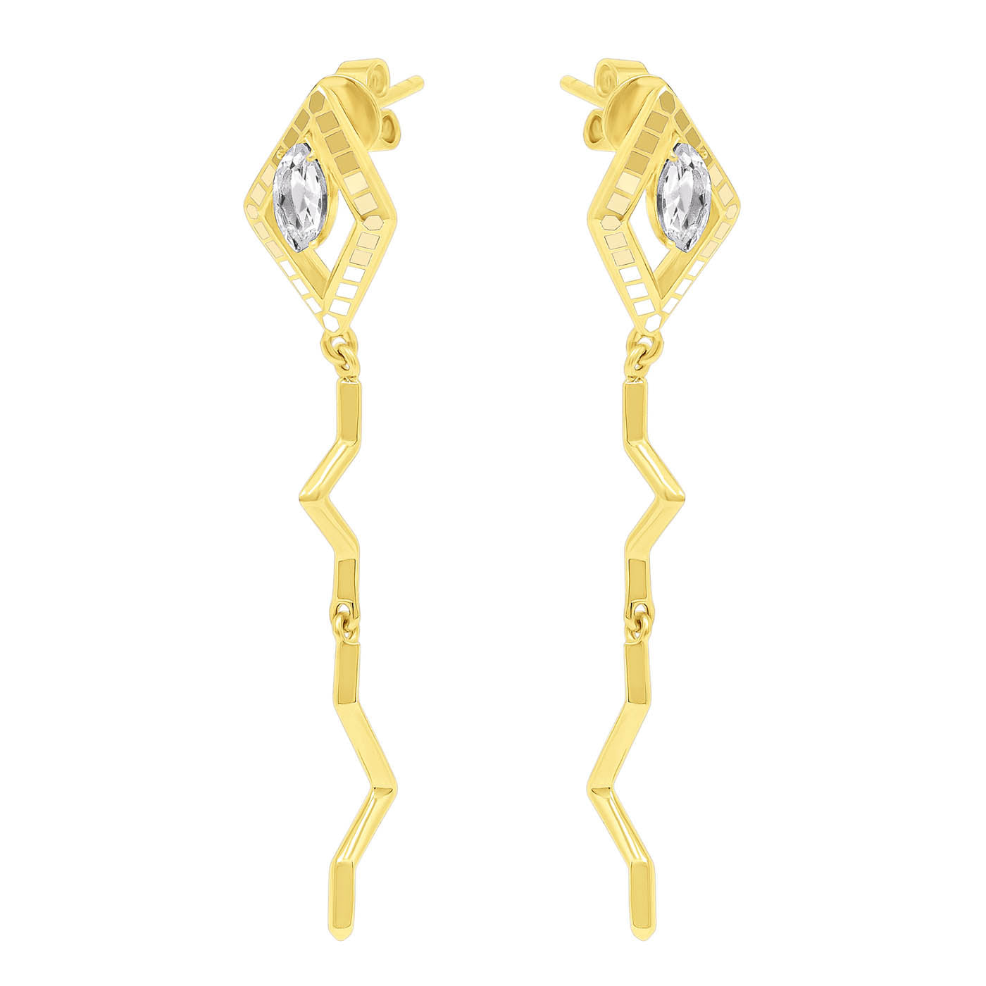 Pipa Earrings in Gold Vermeil with Green Amethysts