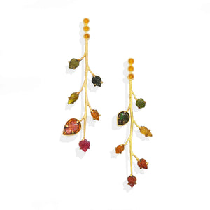 Asymmetric branch tourmaline earrings