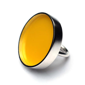 Circle Ring in Sterling Silver with Yellow Acrylic