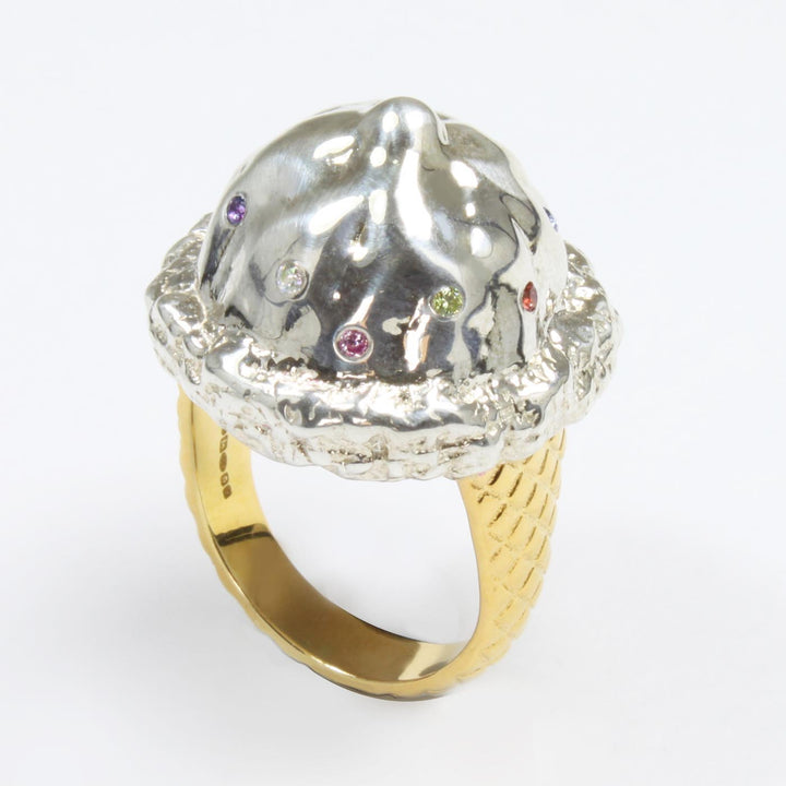Ice Cream Ring in Silver with Semi-Precious Stones