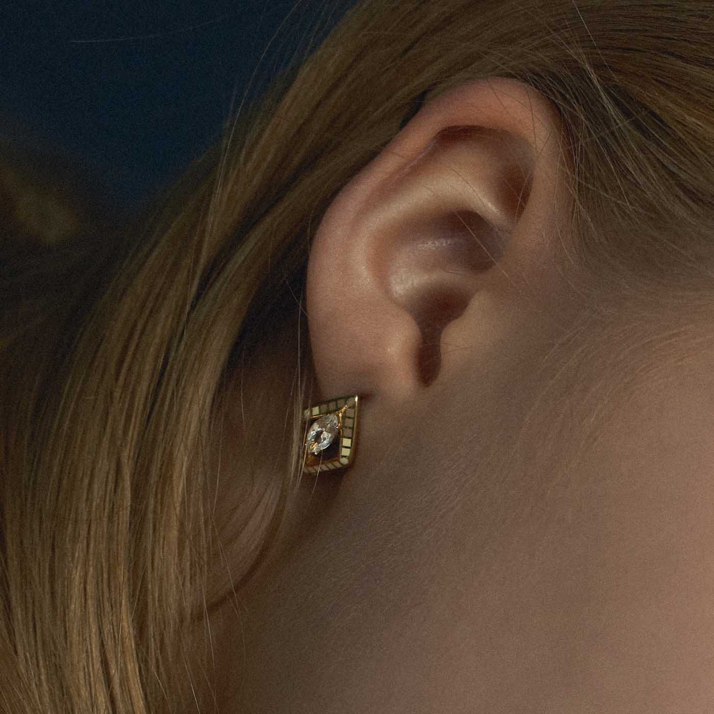 Hayden Earrings with Enamel & White Topaz