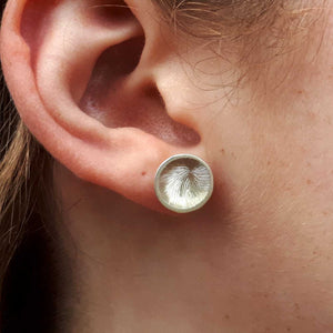 Sterling Silver Microcosm Engraved Ear Studs