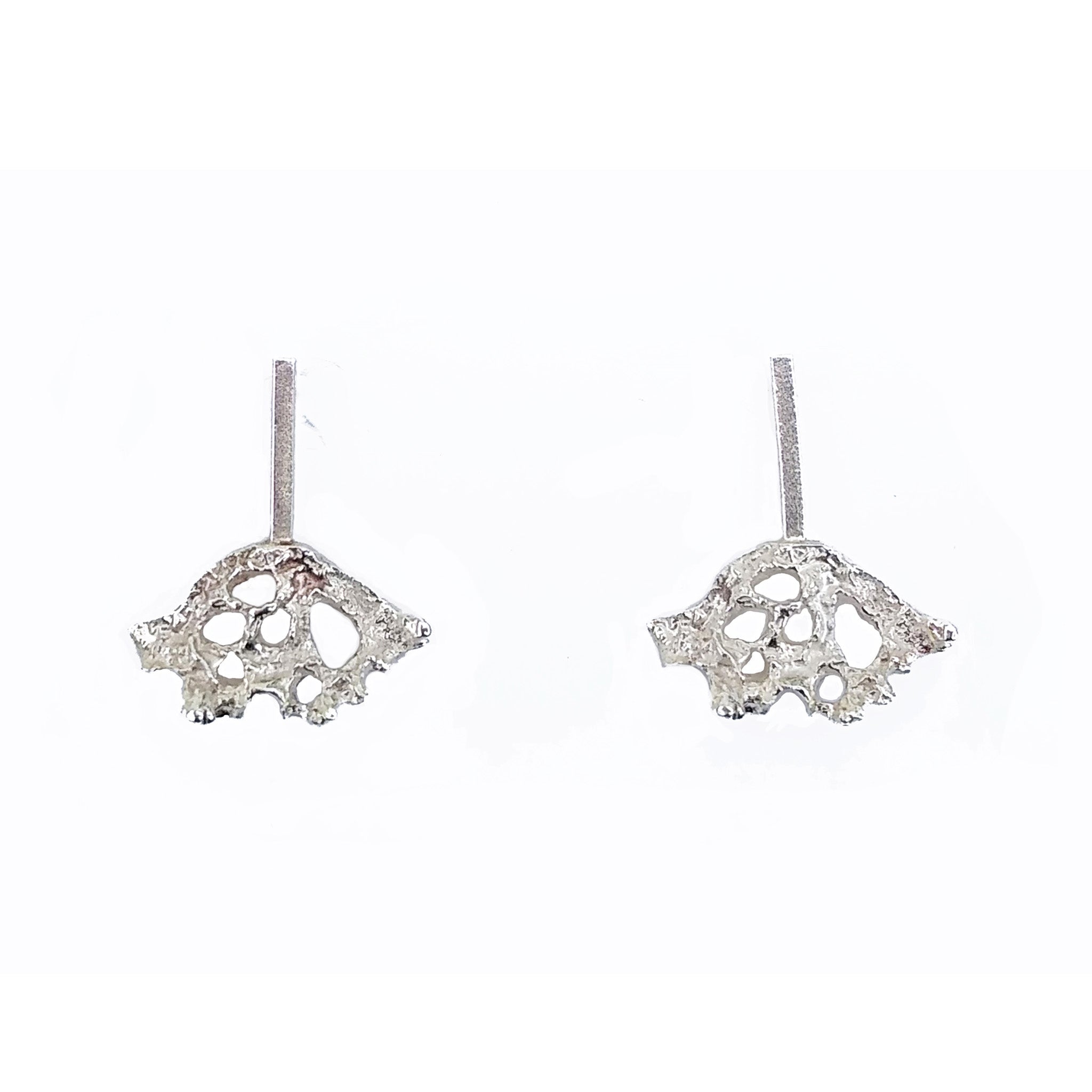 Drop Triangular Lichen Earrings in Sterling Silver