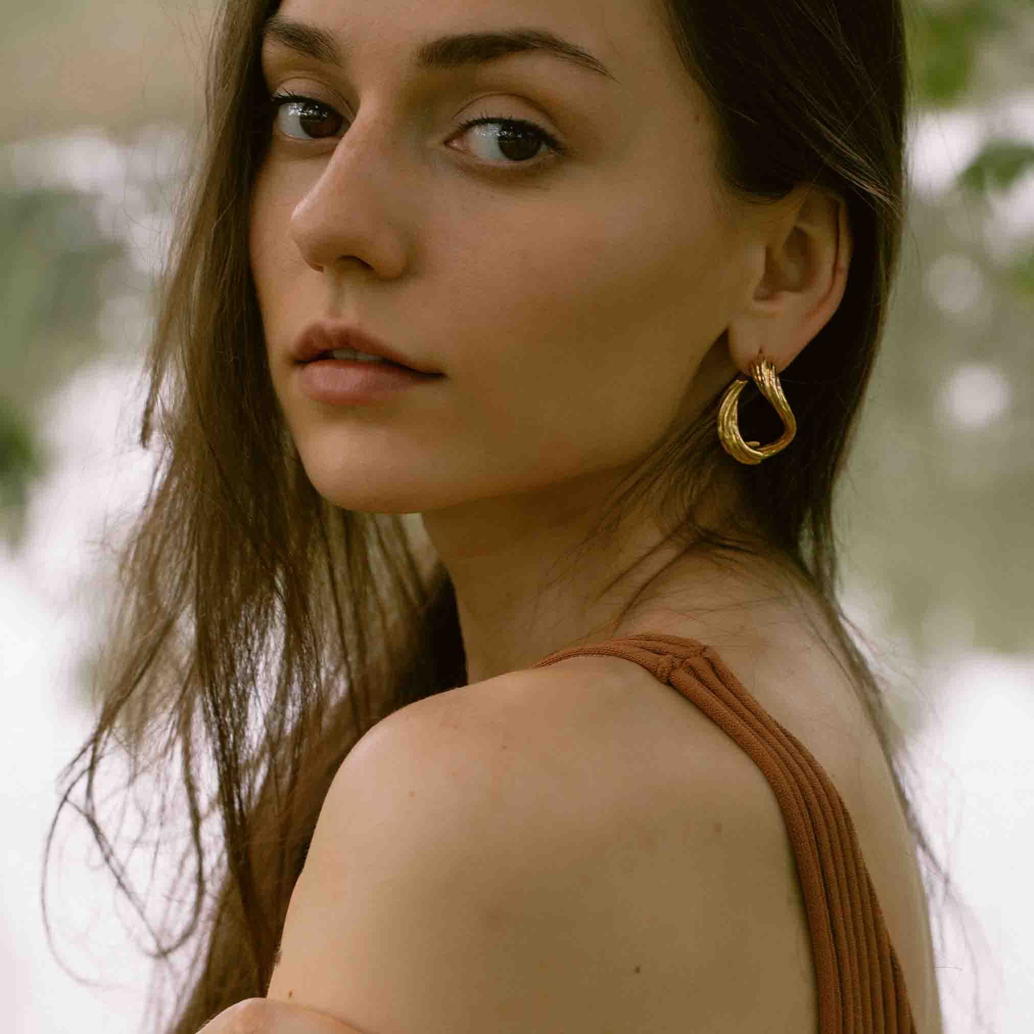 Pair of Aurora Silver Gold-Plated Vermeil Earrings