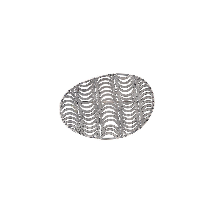 Silver Ovid Patterned Statement Brooch