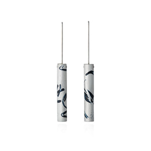 Silver and Black Abstract Enamel Drop Earrings