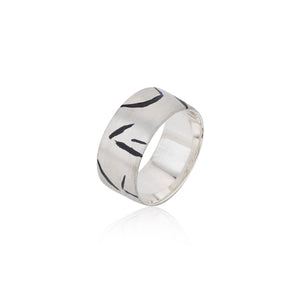 Sterling Silver and Black Enamel Inlay Ring